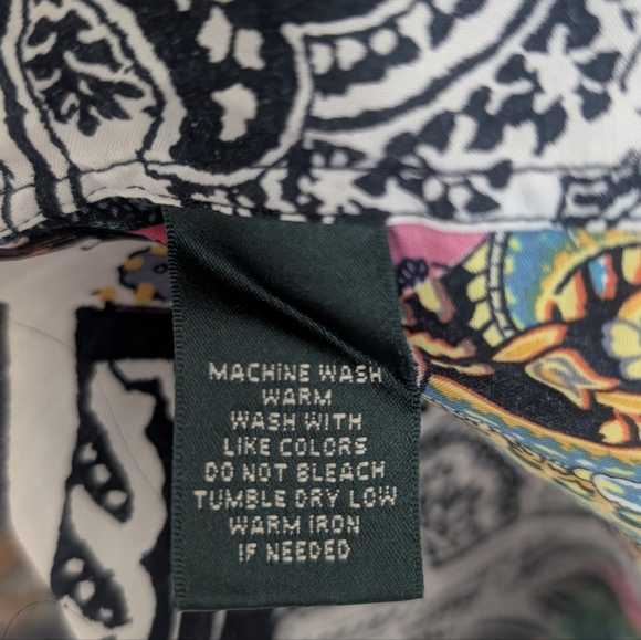 Lauren Ralph Lauren Handkerchief Patchwork Bright Button Up Shirt 1X Lightweight - Picture 6 of 8